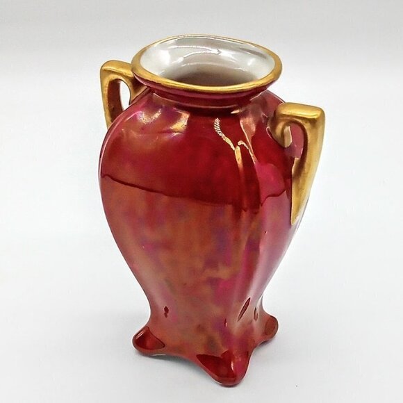 Janet Duke 1939 Double Handle Red Glazed Porcelain Jar Vase - Picture 1 of 6